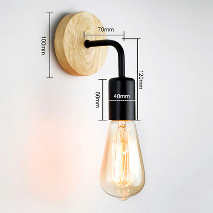 Lampe Murale de Chevet en Bois et Métal Orientable