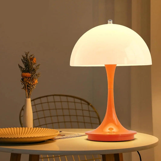 Lampe de chevet champignon orange rechargeable