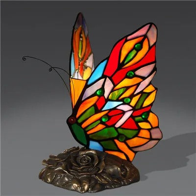 Lampe de chevet Tiffany Papillon en vitrail coloré