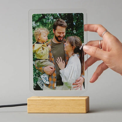 Lampe Personnalisée avec Photo – Base Bois et Acrylique