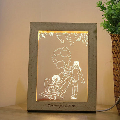 Lampe Photo Personnalisée en Bois et Acrylique