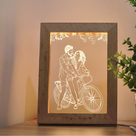 Lampe Photo Personnalisée en Bois et Acrylique