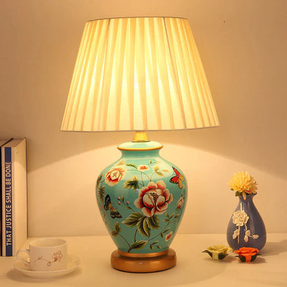 Lampe de Chevet Pied en Céramique Peinte à la Main