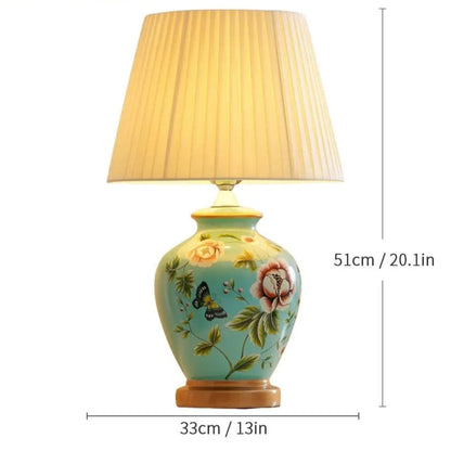 Lampe de Chevet Pied en Céramique Peinte à la Main