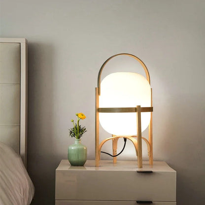 Lampe Pied en Bois Style Japonais