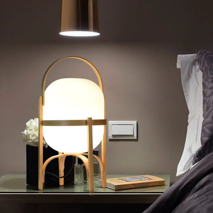 Lampe Pied en Bois Style Japonais