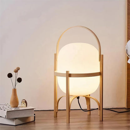 Lampe Pied en Bois Style Japonais