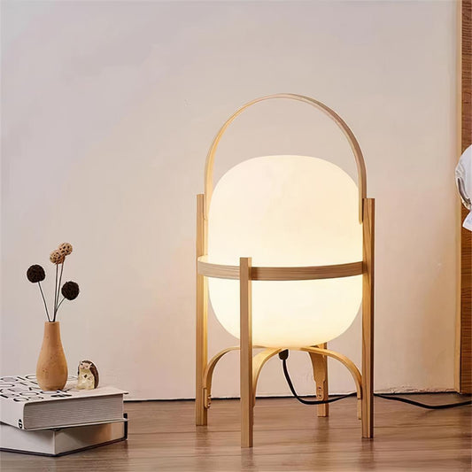 Lampe Pied en Bois Style Japonais