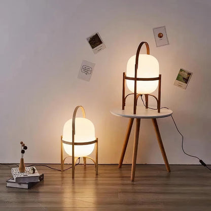 Lampe Pied en Bois Style Japonais