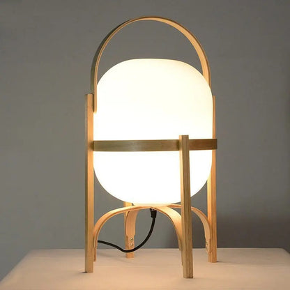 Lampe Pied en Bois Style Japonais