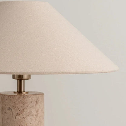 Lampe de chevet pied en marbre naturel et abat-jour coton lin
