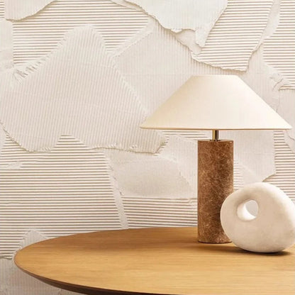 Lampe de chevet pied en marbre naturel et abat-jour coton lin