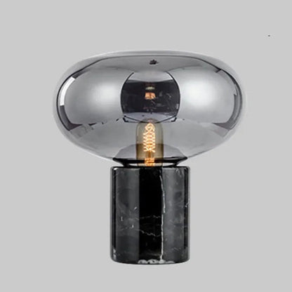 Lampe de chevet pied en marbre et abat-jour en verre