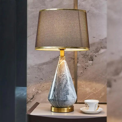 Lampe de chevet pied céramique imitation marbre vintage