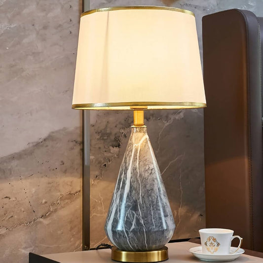Lampe de chevet pied céramique imitation marbre vintage