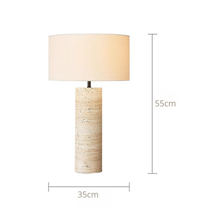 Lampe à pied en travertin naturel avec abat-jour en tissu