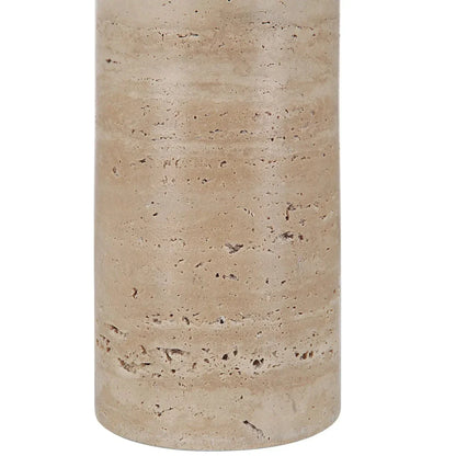 Lampe à pied en travertin naturel avec abat-jour en tissu