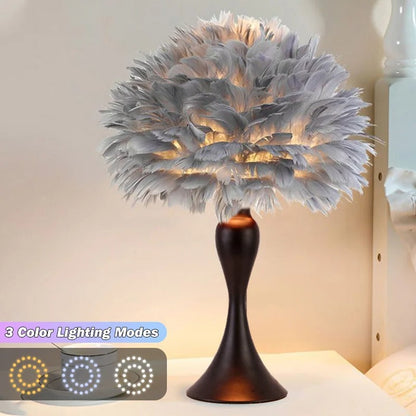 Lampe de chevet à plumes – Ambiance douce et élégante