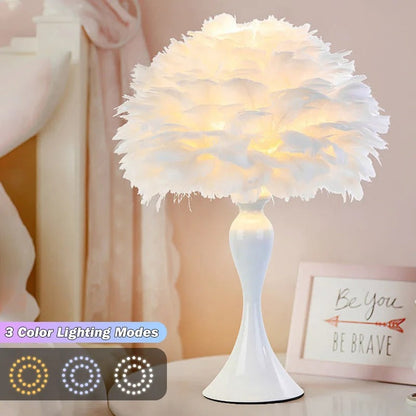 Lampe de chevet à plumes – Ambiance douce et élégante