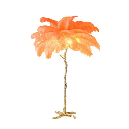 Lampe à Plumes d'Autruche – Pied Doré Décoratif