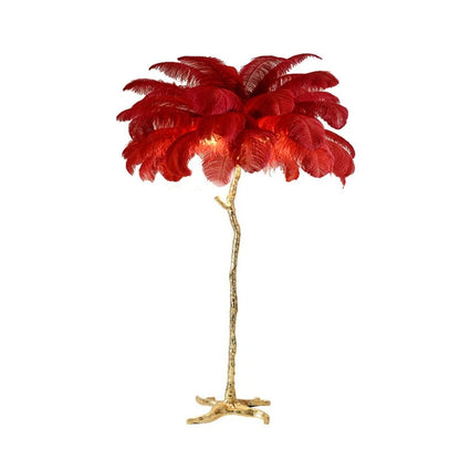 Lampe à Plumes d'Autruche – Pied Doré Décoratif