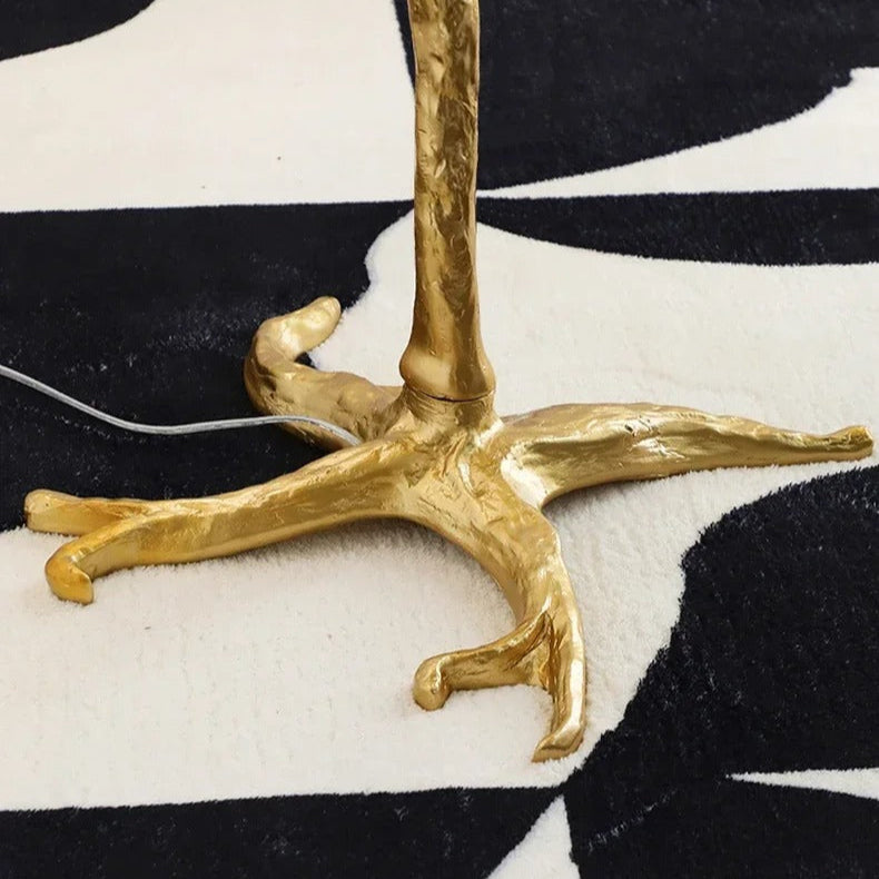 Lampe à Plumes d'Autruche – Pied Doré Décoratif