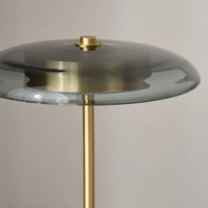 Lampe de chevet rétro en bois, cuivre et verre