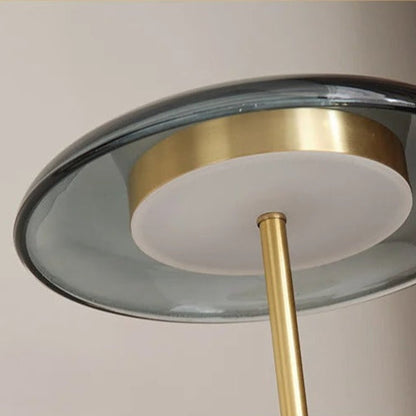 Lampe de chevet rétro en bois, cuivre et verre