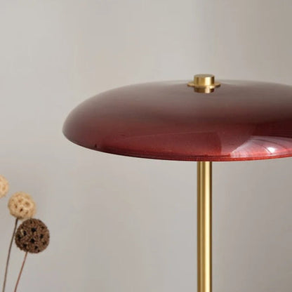 Lampe de chevet rétro en bois, cuivre et verre