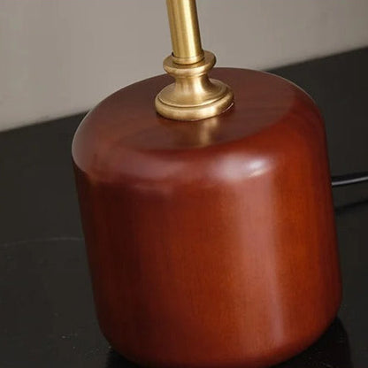 Lampe de chevet rétro en bois, cuivre et verre