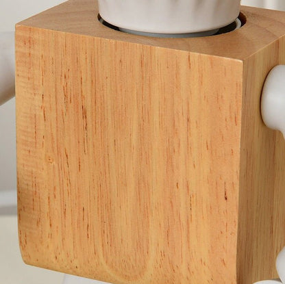 Lampe de chevet Robot en Bois – Déco Chambre Enfant