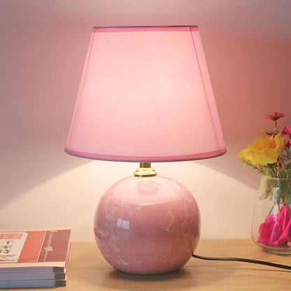 Lampe de Chevet Rose en Céramique et Tissu