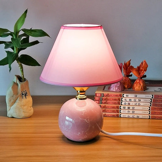 Lampe de Chevet Rose en Céramique et Tissu