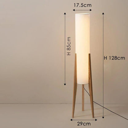 Lampe sur Pied Japonaise en Bois et Tissu