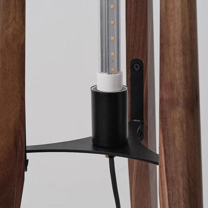 Lampe sur Pied Japonaise en Bois et Tissu