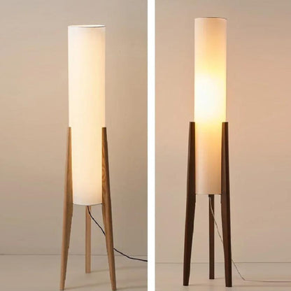 Lampe sur Pied Japonaise en Bois et Tissu