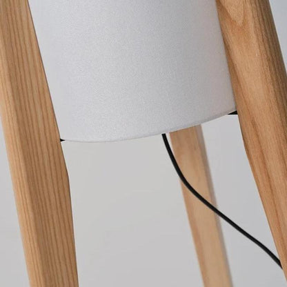 Lampe sur Pied Japonaise en Bois et Tissu
