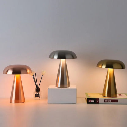 Lampe de chevet tactile design champignon en métal