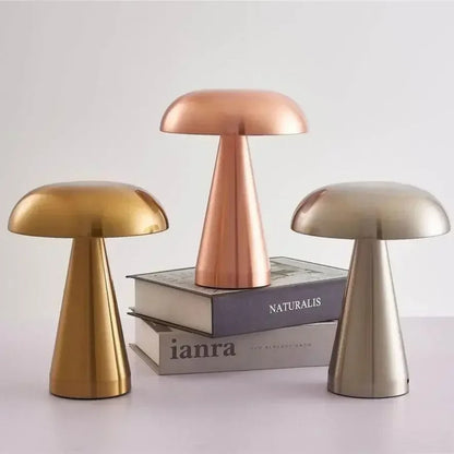 Lampe de chevet tactile design champignon en métal