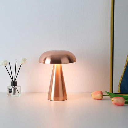 Lampe de chevet tactile design champignon en métal
