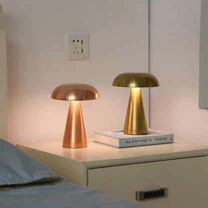 Lampe de chevet tactile design champignon en métal