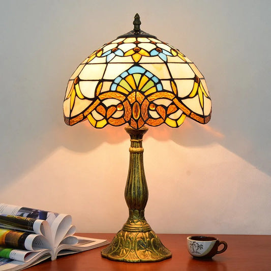 Lampe Tiffany Aurora – Abat-jour en Vitrail Ambré
