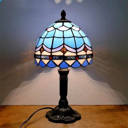 Lampe Tiffany Azure – Abat-jour vitrail bleu azur