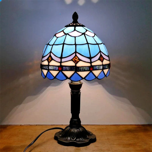 Lampe Tiffany Azure – Abat-jour vitrail bleu azur