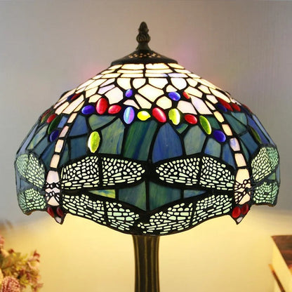 Lampe Tiffany Bleue Libellule – Artisanat Vitrail