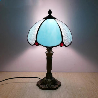 Lampe Tiffany Cristal Bleu en Vitrail – Style Vintage