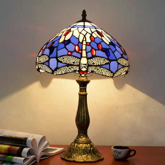 Lampe Tiffany Libellule en Vitrail Artisanal