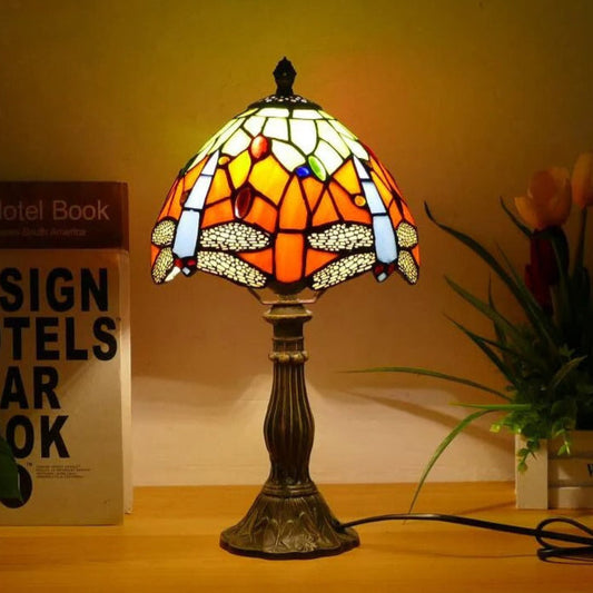 Lampe Tiffany Libellule en Verre et Métal