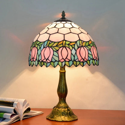 Lampe Tiffany Magnolia – Vitrail Floral Fait Main