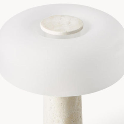 Lampe de chevet en travertin naturel et abat-jour en verre